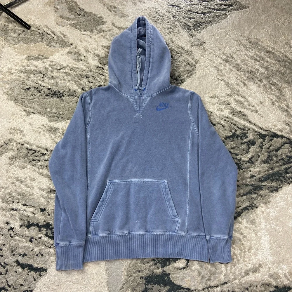 Nike Sportswear Hoodie Womens Medium Blue Fleece‎ Lined Swoosh Logo Drawstring